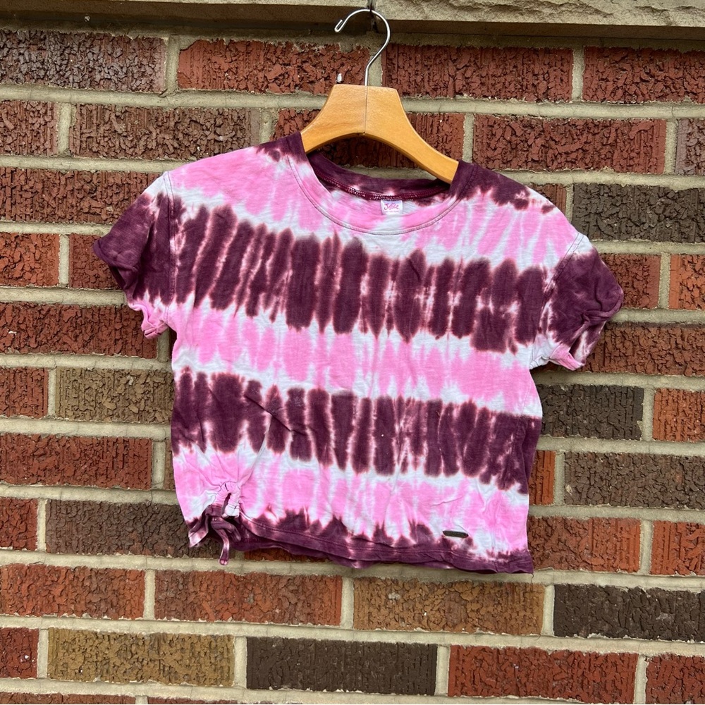 Justice Pink and Burgundy Tie Dye Short Sleeve Tee Shirt Top